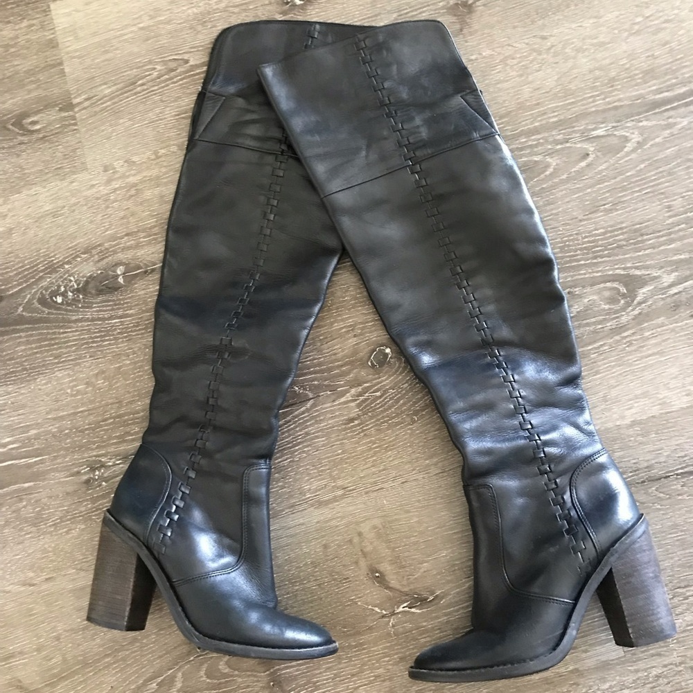 Vince Camuto Morra black leather over the knee boots